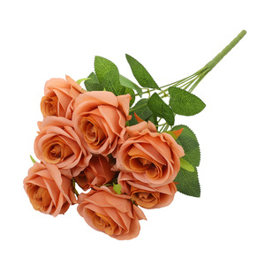 Ramo de Rosas Artificiales de 9 Cabezas, de Seda, Alta Simulación, Decoración de Escritorio, Estilo Clásico para Bodas - Product Image 5