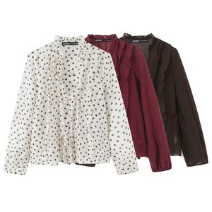 <span class=keywords><strong>เสื้อ</strong></span>เชิ้ตผู้หญิง PB&ZA คอลเลคชั่นฤดูใบไม้ผลิ 2026 สไตล์หวานซ่อนเปรี้ยว ทรงหลวม คอวี แขนยาว <span class=keywords><strong>ขอบ</strong></span><span class=keywords><strong>หยัก</strong></span> ลายจุดเล็กๆ - Product Image 1