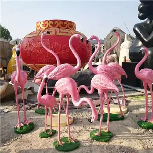 חיים גודל שרף בעלי החיים פיברגלס פלמינגו פסל עבור גן קישוט