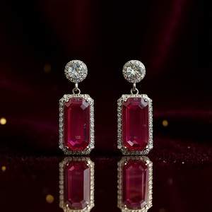 Pendientes Clásicos Colgantes para Mujer, Chapados en Oro Blanco, con Cristales de Estrás y Engaste de Bisel, Ideales para Fiestas y Moda - Product Image 2