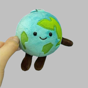 UYEAH Cartoon <strong>Globe</strong> Stuffed Animal Bag Charm Environmental Soft Toy Custom Earth Planet Plush Keychain Pendant Gift for Kids - Product Image 2