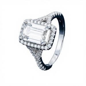 Anillo de Compromiso de Plata de Ley 925 con Certificado GRA, Corte Brillante Halo, Gema Preciosa, Joyería Fina Moderna para Mujer, Chapado en Plata - Product Image 2
