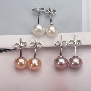 Pendientes de diseñador de perlas de agua dulce de 6-12mm, marcas populares, pendientes de perlas de plata 925, pendientes naturales auténticos, blanco, rosa, púrpura - Product Image 3