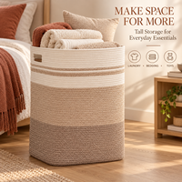 Paniers de rangement en corde de coton tissée de grande capacité, durables, écologiques, lavables, robustes, avec poignées solides