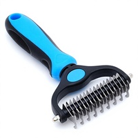 Brosse de toilettage double face en acier inoxydable écologique pour animaux de compagnie, éliminateur de poils, démêloir et peigne à sous-koir pour chiens - Vente en gros