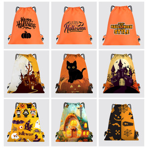2024 Ghostface Halloween Sublimation Themed Trendy Polyester <b>Waterproof</b> Lightweight Gift <b>Bag</b> Double <b>Drawstring</b> <b>Bag</b> - Product Image 1