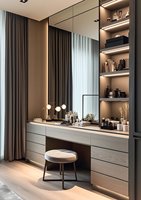 Armoire de chambre à coucher moderne en mélamine, durable, écologique, fabriquée en Chine, sur mesure, avec coiffeuse