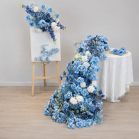 Fleurs artificielles en cascade bleues en fer forgé, panneau de bienvenue, centre de table de mariage élégant, vente en gros, conception personnalisée, fourniture d'usine