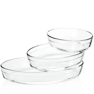 Schlussverkauf Glas-Bäckwaren ovales Glas Backgeschirr-Set Backpfannen zum Kochen Ofen und Gefrierschrank sicher