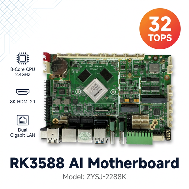 Industrial RK3588 Motherboard ZYSJ-2288K 4G 5G WiFi Dual Gigabit LAN RS232 RS485 CAN Bus Controller Board for IoT Gateway & HMI