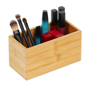 Wooden Desktop Storage <b>Box</b> Open Top Solid Wood Cosmetic Organizer Eco Friendly <b>Makeup</b> Storage - Product Image 1