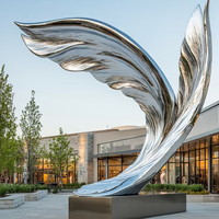 Statue personnalisée haut de gamme en métal, sculpture d'ailes d'ange en acier inoxydable pour usage extérieur, art de jardin, décoration de pelouse, ornement paysager