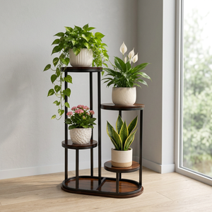Modern Elliptical Flower <b>Stand</b> with 4 <b>Tier</b> <b>Indoor</b> <b>Plant</b> Display for Home Decor - Product Image 6