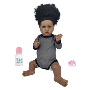 塑料人体模型头部头发造型模型学步娃娃乙烯基训练黑色娃娃头部重生娃娃硅胶婴儿