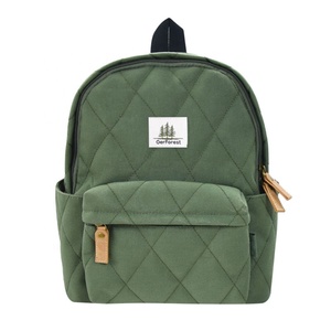 Tùy chỉnh thiết kế cổ điển màu xanh lá cây trường Ba lô 900D Oxford vải chất lượng zip phía trước chần Túi sưng húp với logo và túi bên - Product Image 1