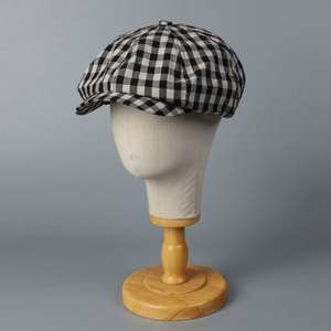 Sombrero Newsboy de Lino Artístico Retro, Nuevo Modelo Verano 2025, Diseño a Cuadros Blanco y Negro, Transpirable, Moderno y a la Moda - Product Image 3