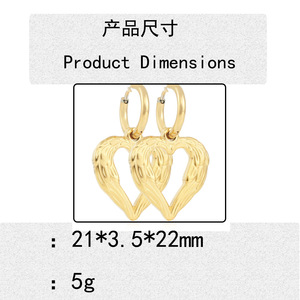 Pendientes de aro en forma de corazón de acero inoxidable dorado para mujer, regalo, joyería de moda - Product Image 3