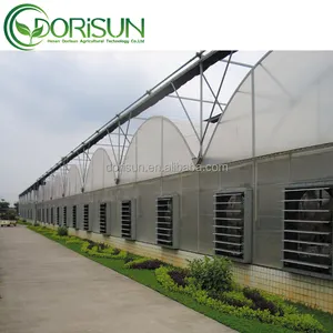 Sistem ventilasi irigasi dan nutrisi rumah kaca pertanian banyak rentang sistem ventilasi dua sisi
