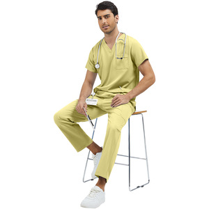 Uniformes Médicos para <span class=keywords><strong>Hombre</strong></span>, Parte Superior de Poliéster con Cuello en V, <span class=keywords><strong>Pantalones</strong></span> con Múltiples Bolsillos, Ropa de Trabajo para Enfermeros y Doctores - Product Image 3