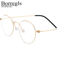 Gafas de titanio Borregls para hombre, nueva marca de diseñador, ligeras, ópticas, redondas, para mujer, Morten, sin tornillos, modelo 17510