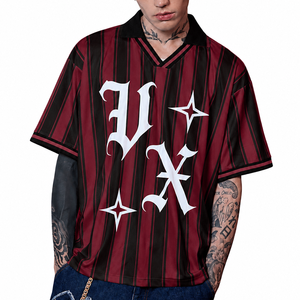 Camiseta de Fútbol de Poliéster con Rayas Blancas y Moradas, Impresión por Sublimación, Diseño Personalizado de Media Manga, Estilo Retro <span class=keywords><strong>Oversize</strong></span> - Product Image 6