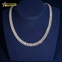 Bijoux Hip Hop, collier chaîne tennis en argent sterling 925 plaqué or, 2 rangs de moissanite, test diamant réussi, bijoux fins