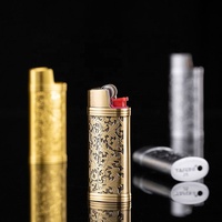 Vente en gros de housses pour briquet en métal doré, étui à briquet, accessoires pour fumeurs, mini taille moyenne et grande
