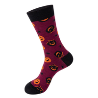 Fabrication de chaussettes pour femmes pour Halloween, motifs de dessins animés, chaussettes en coton respirant pour femmes, vente en gros