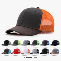 Casquette Trucker Richardson 112 à 6 Panneaux en Maille Respirante à Séchage Rapide, Réglable, Logo Brodé Personnalisé, Unisexe Hommes Femmes, Vente en Gros