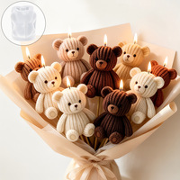 Molde de silicona 3D de grado alimenticio con forma de mini oso lindo para velas de aromaterapia DIY, adornos de resina, manualidades, apto para horno, venta al por mayor en stock