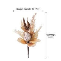 Buket Bunga Simulasi MW89108 Protea Cynaroides Vintage, Rumput Ekor Kelinci, dan Gandum untuk Dekorasi Rumah, Dapur, Taman, dan Pesta