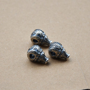 Silver Shanxi Old Silver Three Way Loose Bead Tapered Baguette Cut For <b>Bracelet</b> Making <b>Metal</b> Beads Unisex Lucky Charm Pendant - Product Image 2
