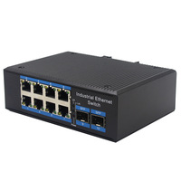 Switch Ethernet Industri Tanpa Manajemen 8 Gigabit RJ45 2 Slot SFP DIN-Rail Aluminium DC 12-52V Temperatur Lebar Opsional PoE Switch