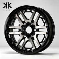 Roues forgées à deux tons 6061 T6 noir brillant Web usiné argent à rayons fendus 8 jantes à lèvres rivet 18-22 pouces 6 cosses