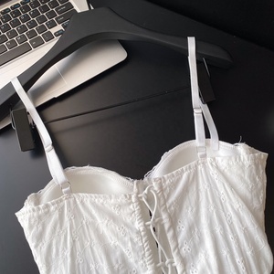 Top Corset <span class=keywords><strong>Femme</strong></span> Blanc Sexy à Col en V, en Dentelle Douce et Transparente avec Découpes - Product Image 5