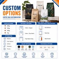 Sacs d'emballage pour café imprimés sur mesure, mats, pour grains de café et aliments pour animaux, capacité 1 lb/1 kg, réutilisables, à soufflet, en aluminium de qualité alimentaire