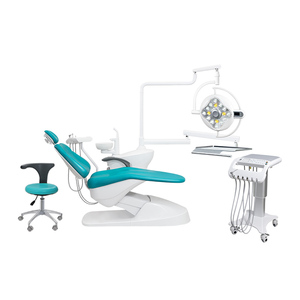 Fauteuil dentaire avec crachoir intégré, électrique, en plastique blanc, certifié CE, instrument de classe I - Product Image 1