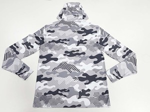 Magliette da Sole a Maniche Lunghe con Cappuccio per Pesca UPF 50, Protezione UV da <span class=keywords><strong>Spiaggia</strong></span> per Uomo con Fori per i Pollici, Camouflage Digitale Bianco Neve - Product Image 6