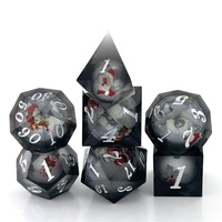 Tout nouveau Polyhedarl Blue Quicksand Liquid Core Resin Christmas DND Dice avec boîte en métal