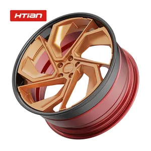 Htian مخصص 18 19 20 21 22 23 24 بوصة سبائك الألومنيوم عجلات مطروقة T6-6061 3 قطع جنوط عجلات للبيع