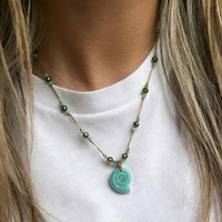 Collier tendance multi-pendentifs en cuivre avec perles en forme de cœur, corde en os de poisson marin, plaqué or 18 carats, cadeau idéal pour l'été