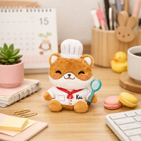 Porte-clés en peluche personnalisé Ours Chef Doux, Mini Animal en Peluche Mignon, Breloque de Sac pour Enfants et Collectionneurs