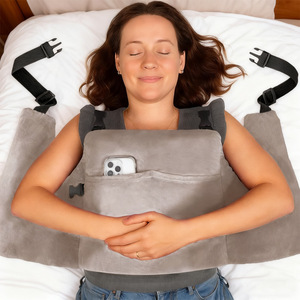 Oreiller de récupération post-chirurgie mammaire demi-lune gris portable pour la guérison et la reconstruction après mastectomie - Product Image 2