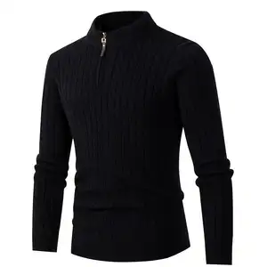 नया उत्पाद एंटी-श्रिंक कस्टम लोगो क्लासिक पुरुषों का केबल निट स्वेटर विंटर जम्पर पुरुषों के लिए भारी स्वेटर