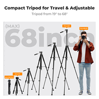 Trépied léger en aluminium K&F Concept S254A3+BV01 avec tête panoramique à 3 axes, de 19'' à 68'', facile à transporter