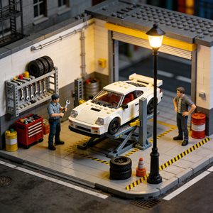 Ensemble de blocs de construction en plastique pour scène de réparation de supercar personnalisée, pour atelier de <span class=keywords><strong>garage</strong></span> DIY, collection et exposition pour adultes, cadeau - Product Image 1