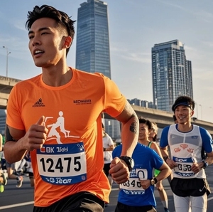 T-shirt personnalisé en polyester à séchage rapide pour marathon, sport, course à pied, sublimation - Product Image 1