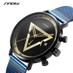 Reloj de Pulsera de Cuarzo Multifunción para Hombre, Diseño Creativo con Esfera Triangular Invertida, Segundero Pequeño, Correa de Malla de Acero - Product Image 4