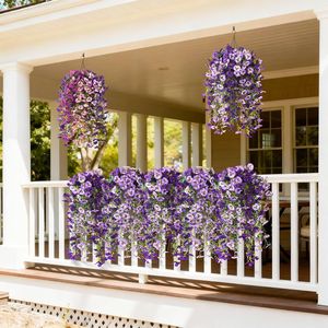 Asaying Artificial Pansy <b>Vine</b> Flowers Purple Outdoor Hanging Decor UV Protection - Product Image 3