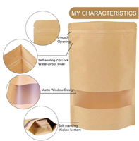 Sac en papier kraft autoportant en gros avec fenêtre transparente pour l'affichage de biscuits artisanaux et de produits de boulangerie